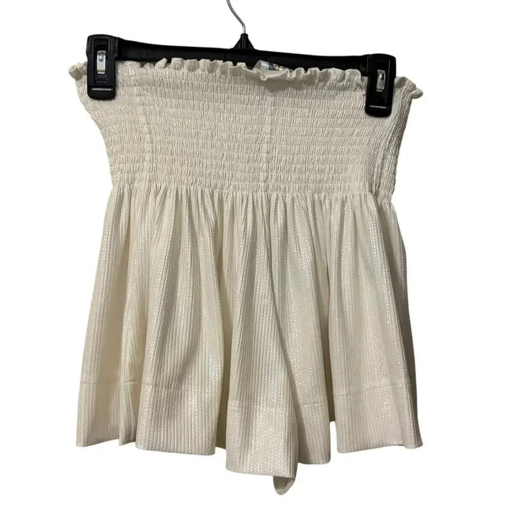 Queen of Sparkles White Smocked Swing Shorts Size Small